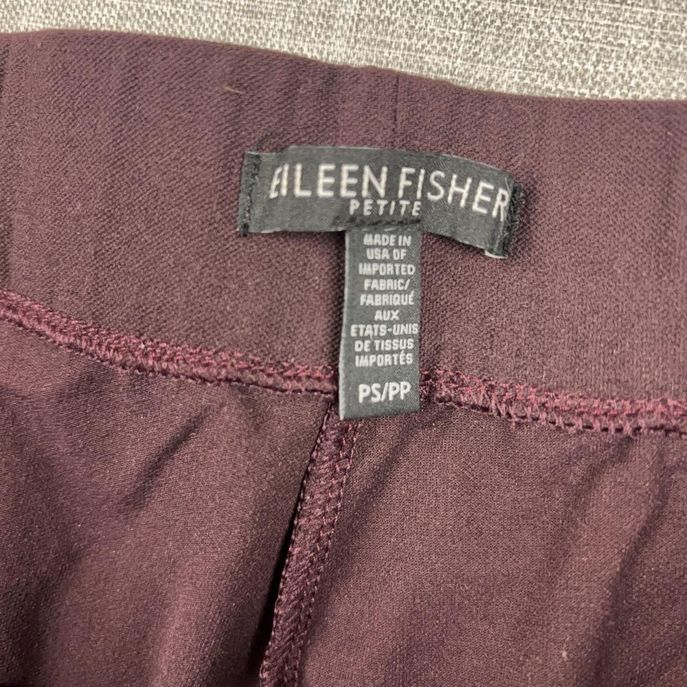Eileen Fisher Pants Womens Petite Small Burgundy Tapered Stretch Crepe Cropped - Picture 2 of 10